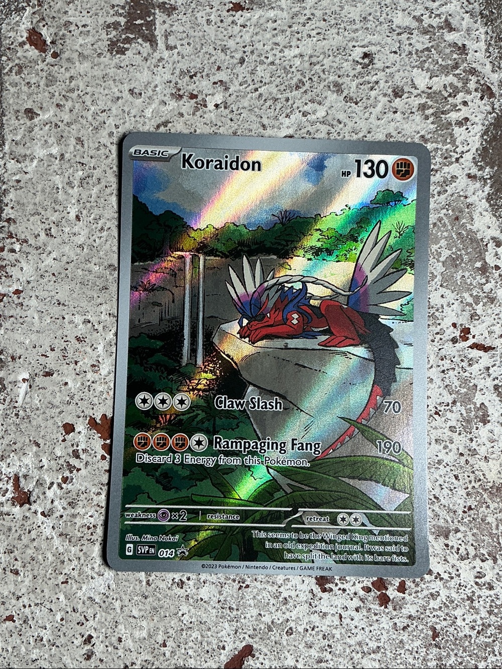 Koraidon Holographic Pokémon Card - Red/Blue/White Artwork